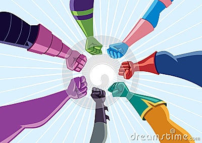 Superhero Team Assemble Vector Illustration