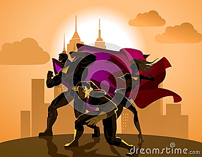 Superhero Team. Team of superheroes. Vector Illustration