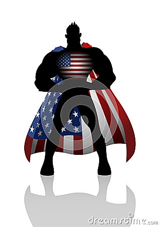 Superhero with USA insignia Vector Illustration