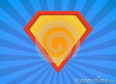 Superhero vector badge logo. Super hero shield man icon symbol of power Vector Illustration