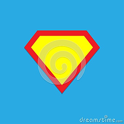 Superhero vector icon isolated on blue background. Superman logo template Vector Illustration