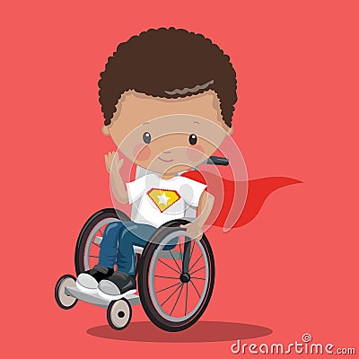 SUPERHERO IN A WHEELCHAIR SUPERMAN 01 Vector Illustration