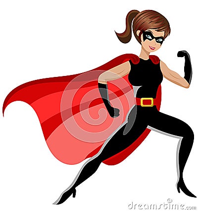 Superhero woman fighting isolated Vector Illustration