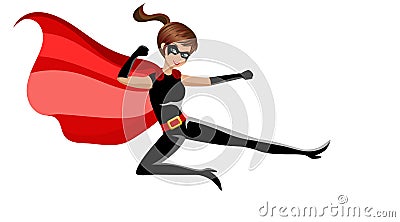 Superhero woman fighting karate Vector Illustration