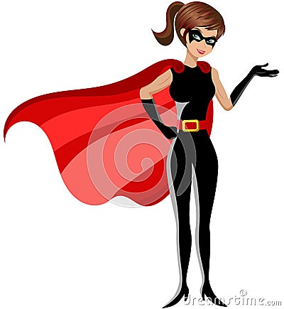 Superhero Woman Presenting Vector Illustration