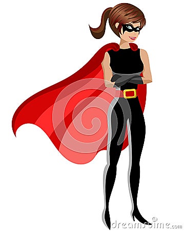 Superhero woman standing crossed arms isolated Vector Illustration