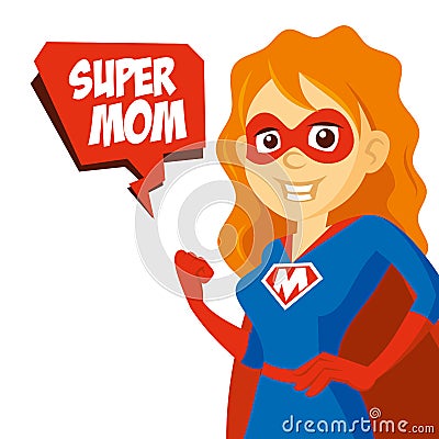 Superhero Woman Supermom Cartoon character Vector illustration Vector Illustration