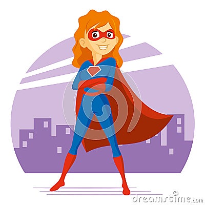 Superhero Woman Supermom Cartoon character Vector illustration Vector Illustration