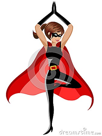 Superhero woman yoga pose isolated Vector Illustration