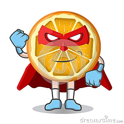 Superheroes slice orange fruits in different costumes set of colorful vector Illustrations Vector Illustration