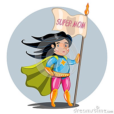 Superheroes Super Mom Family Vector Illustration