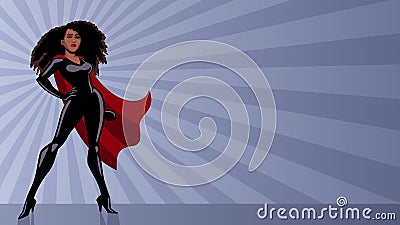 Superheroine Black Ray Light Vector Illustration