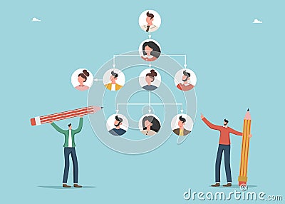 Superiors reorganize employee role Vector Illustration