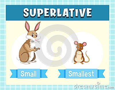 Superlative Adjectives for word small Vector Illustration