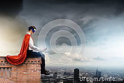 Superman with book Stock Photo