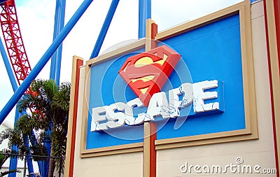 Superman Escape rollercoaster at Warner Bros.Movie World in Gold Coast, Australia. Editorial Stock Photo