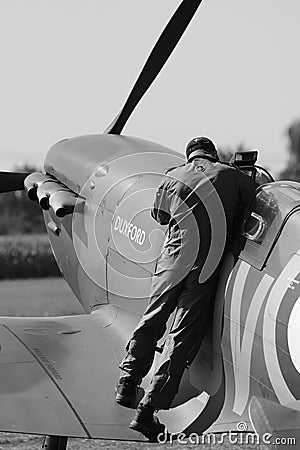 Second world war II pilot and spitfire