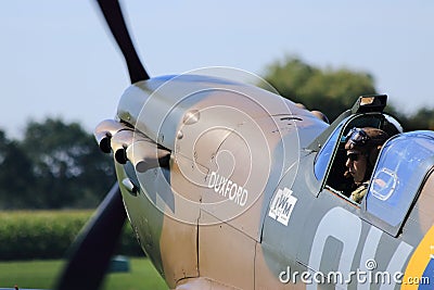 Second world war II pilot in spitfire cockpit Editorial Stock Photo