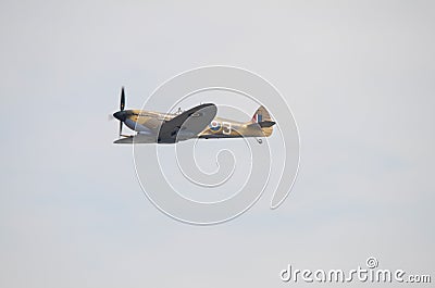 Supermarine Spitfire, RAF BBMF, Battle of Britain Memorial Flight, flypast zoomed out Editorial Stock Photo