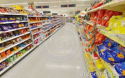 Supermarket Aisle View Editorial Stock Photo