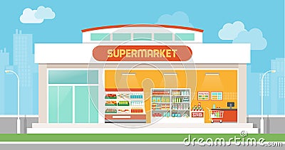 Supermarket building Vector Illustration