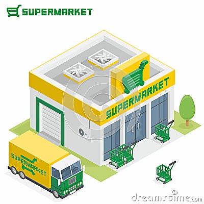 Supermarket building Vector Illustration