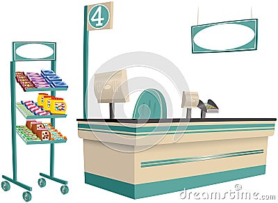 Supermarket checkout Vector Illustration