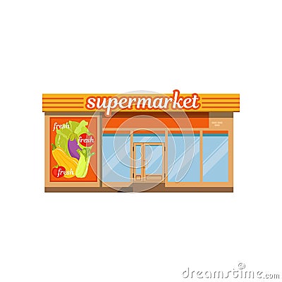 Supermarket facade, store with showcase vector Illustration Vector Illustration