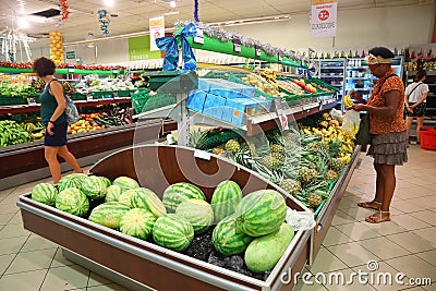 Supermarket fruit section Editorial Stock Photo