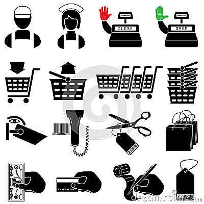 Supermarket icon set Vector Illustration