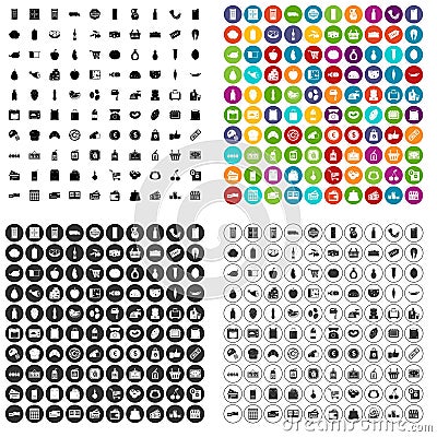 100 supermarket icons set vector variant Vector Illustration