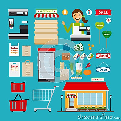 Supermarket icons Vector Illustration