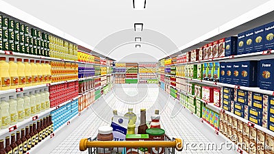 Supermarket interior and shopping Stock Photo