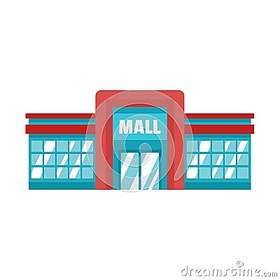 Supermarket mall icon, flat style Vector Illustration