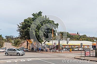 Supermarket, people and vehicles, in Heidelberg, Western Cape Province Editorial Stock Photo