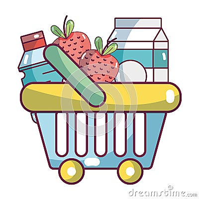 Supermarket products cartoon Vector Illustration