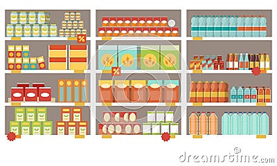 Supermarket shelves Vector Illustration