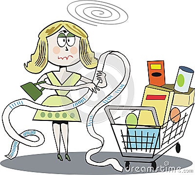 Supermarket shopping cartoon Vector Illustration