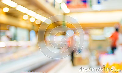 Supermarket store blurred background with bokeh,defocused light Stock Photo