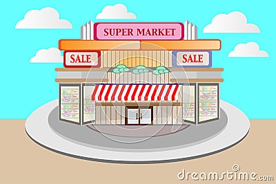 Supermarkets, buildings that create vectors to design your work Vector Illustration