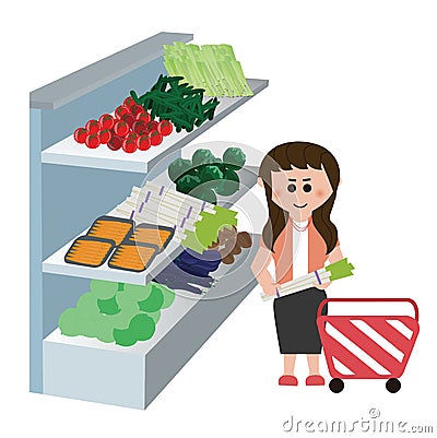 Supermarkets, material, fruit Cartoon Illustration