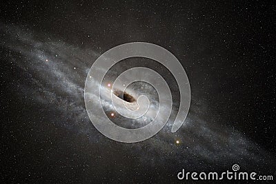 Supermassive black hole at galaxy center Stock Photo