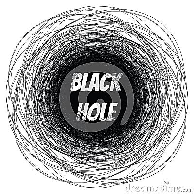 Supermassive Black Hole, Hand Drawn Ink Line Circles Vector Illustration