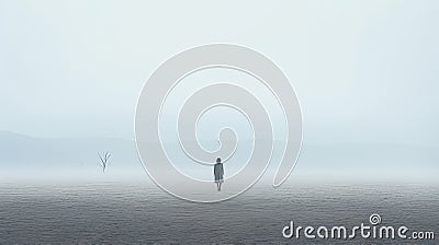 Supernatural Realism: A Desolate Landscape With A Mysterious Figure In 8k Resolution Stock Photo