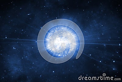 Supernova explosion, space background with stars Cartoon Illustration