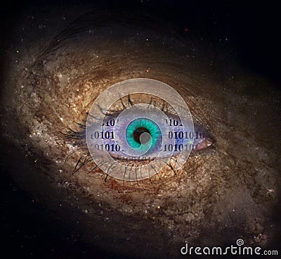 Supernova eye with binary code Stock Photo