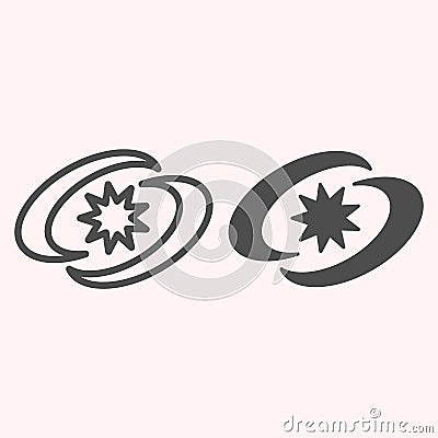 Supernova star line and glyph icon. Space birth, cosmos collapse. Astronomy vector design concept, outline style Vector Illustration