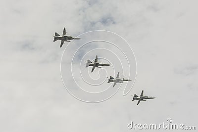 Supersonic interceptors of MiG-31 aircraft Stock Photo