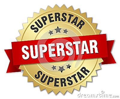 Superstar 3d gold badge Vector Illustration