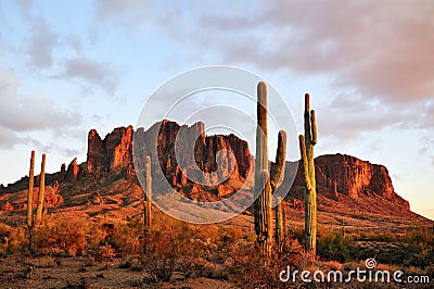 Superstition Mountain Sunset Stock Photo